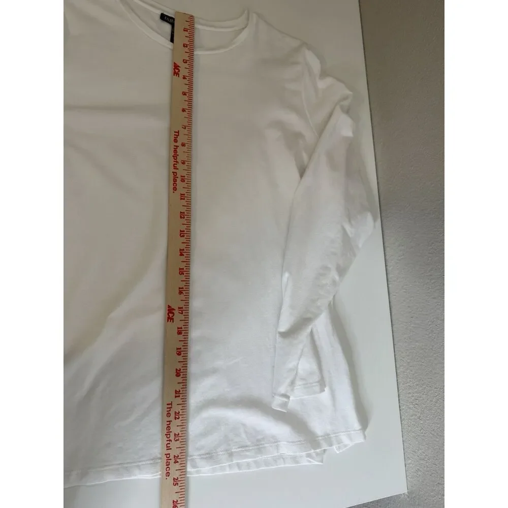 Eileen Fisher Women Size Large Silky Jersey Round Neck L/S Shirt Cream